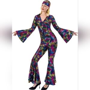 UrAmmi Way 60s 70s 80s Disco Jumpsuit 3 piece costume